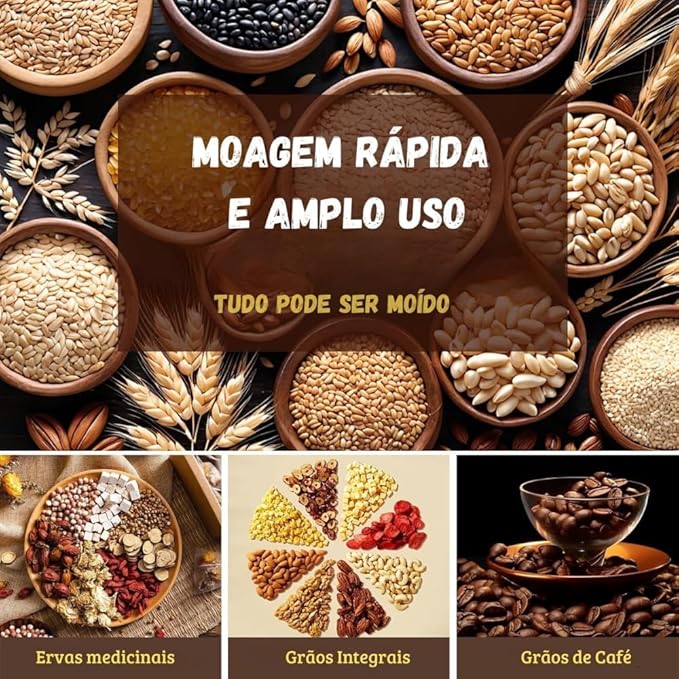 Moedor Elétrico Multifuncional XMSJ 150W – Compacto, Potente e Ideal para Temperos, Grãos e Café