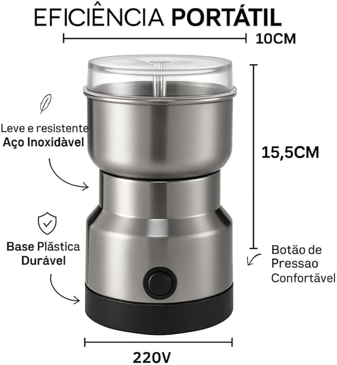 Moedor Elétrico Multifuncional XMSJ 150W – Compacto, Potente e Ideal para Temperos, Grãos e Café