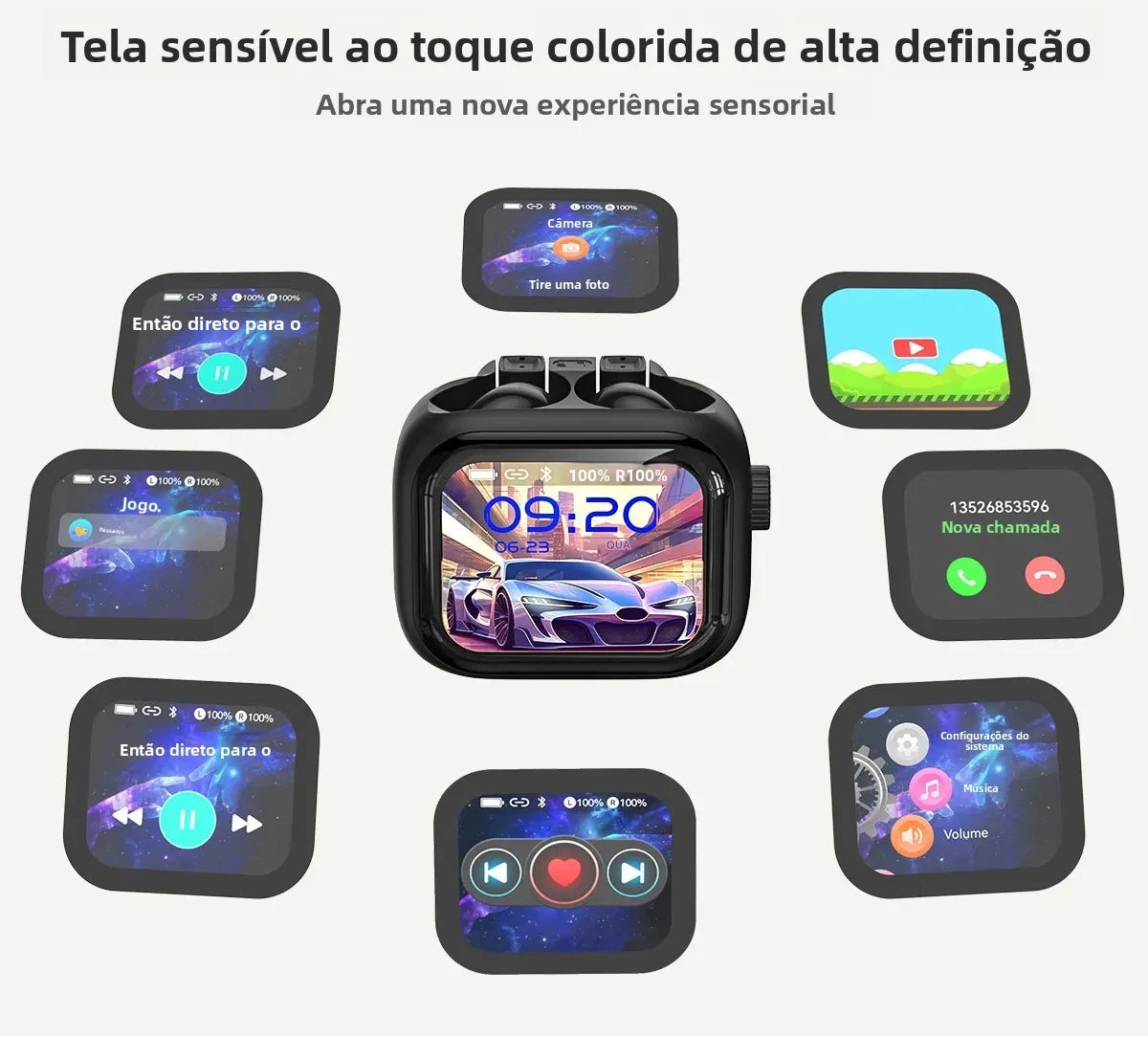 HTC NE40 – Fones Bluetooth Inteligentes com Display Touch e Tradução por IA