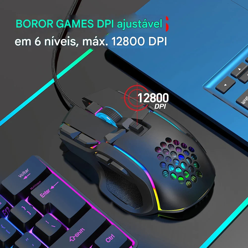 Mouse Gamer Profissional CSHZCE – RGB, Alta Precisão e 10 Botões Programáveis