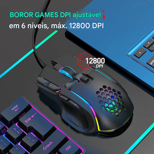 Mouse Gamer Profissional CSHZCE – RGB, Alta Precisão e 10 Botões Programáveis