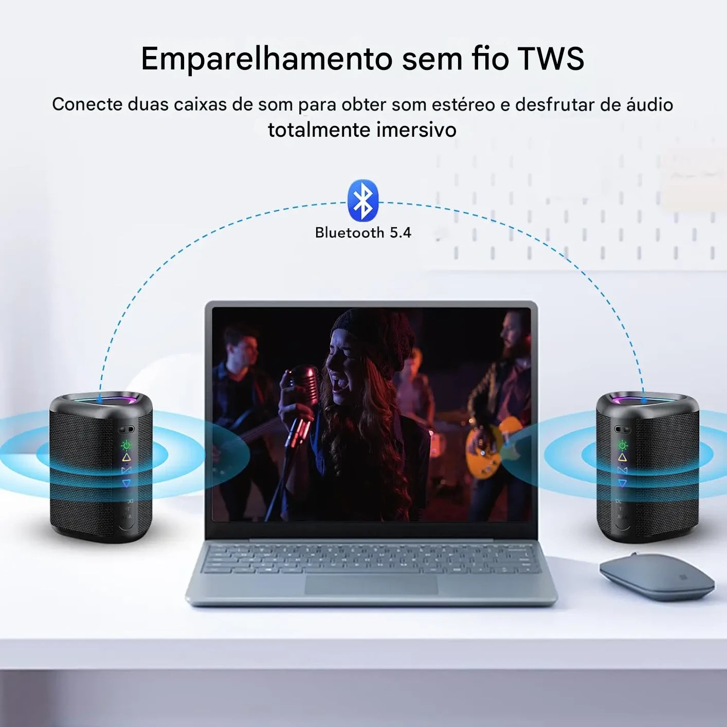 Caixa de Som Bluetooth Portátil Ohayo – Potência, Luzes RGB e Som Envolvente