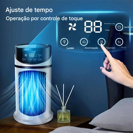 Mini Ar-Condicionado Portátil Donirt 2025 – Ventilação, Umidificação e Resfriamento Inteligente em um Só Aparelho!