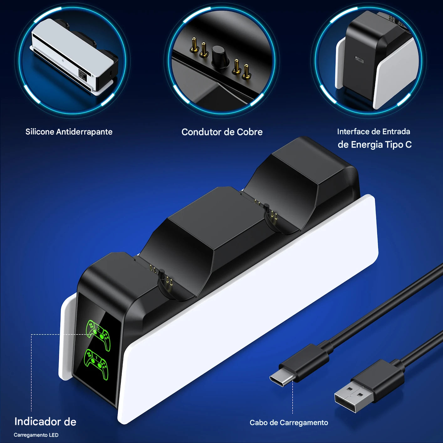 Base de Carregamento Dupla para Controles PS5 – DinoFire