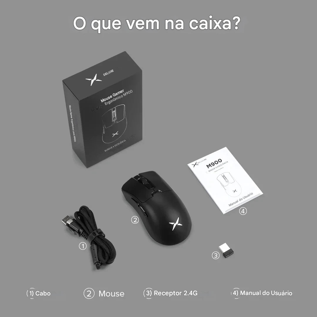 Mouse Gamer Sem Fio Delux M900 SE — Precisão Profissional e Performance Extrema
