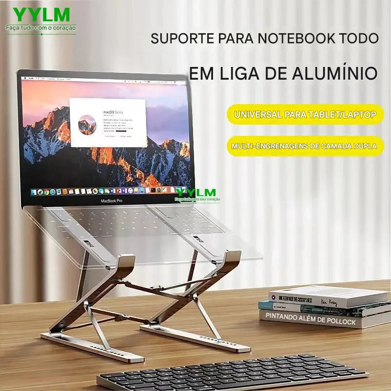 Suporte de Alumínio Ajustável YYLMONE – Elegância, Resistência e Conforto para Seu Notebook!