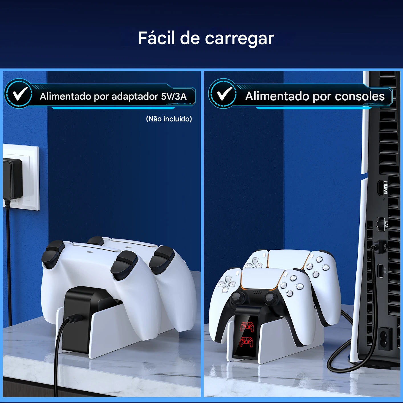 Base de Carregamento Dupla para Controles PS5 – DinoFire