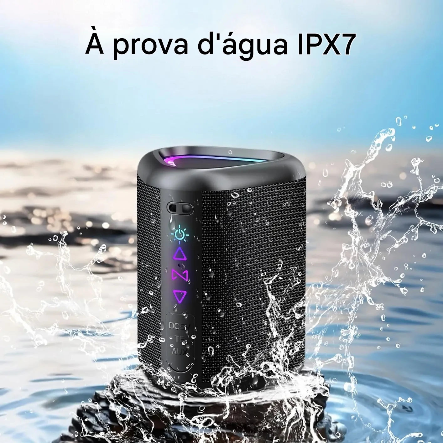 Caixa de Som Bluetooth Portátil Ohayo – Potência, Luzes RGB e Som Envolvente