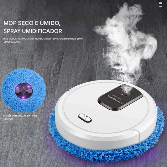 Robô Aspirador e Passa Pano Smart – Limpeza Automática 2 em 1 com Pulverização Umidificadora