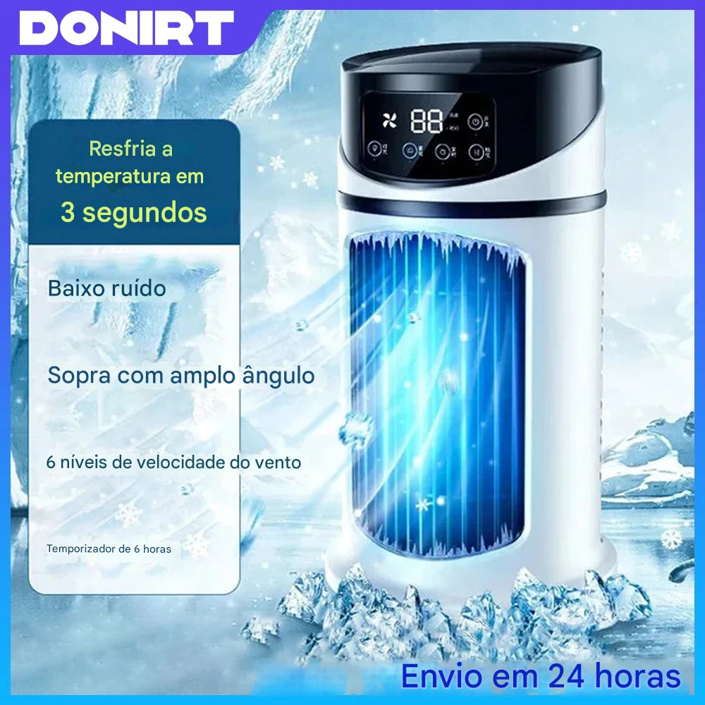 Mini Ar-Condicionado Portátil Donirt 2025 – Ventilação, Umidificação e Resfriamento Inteligente em um Só Aparelho!