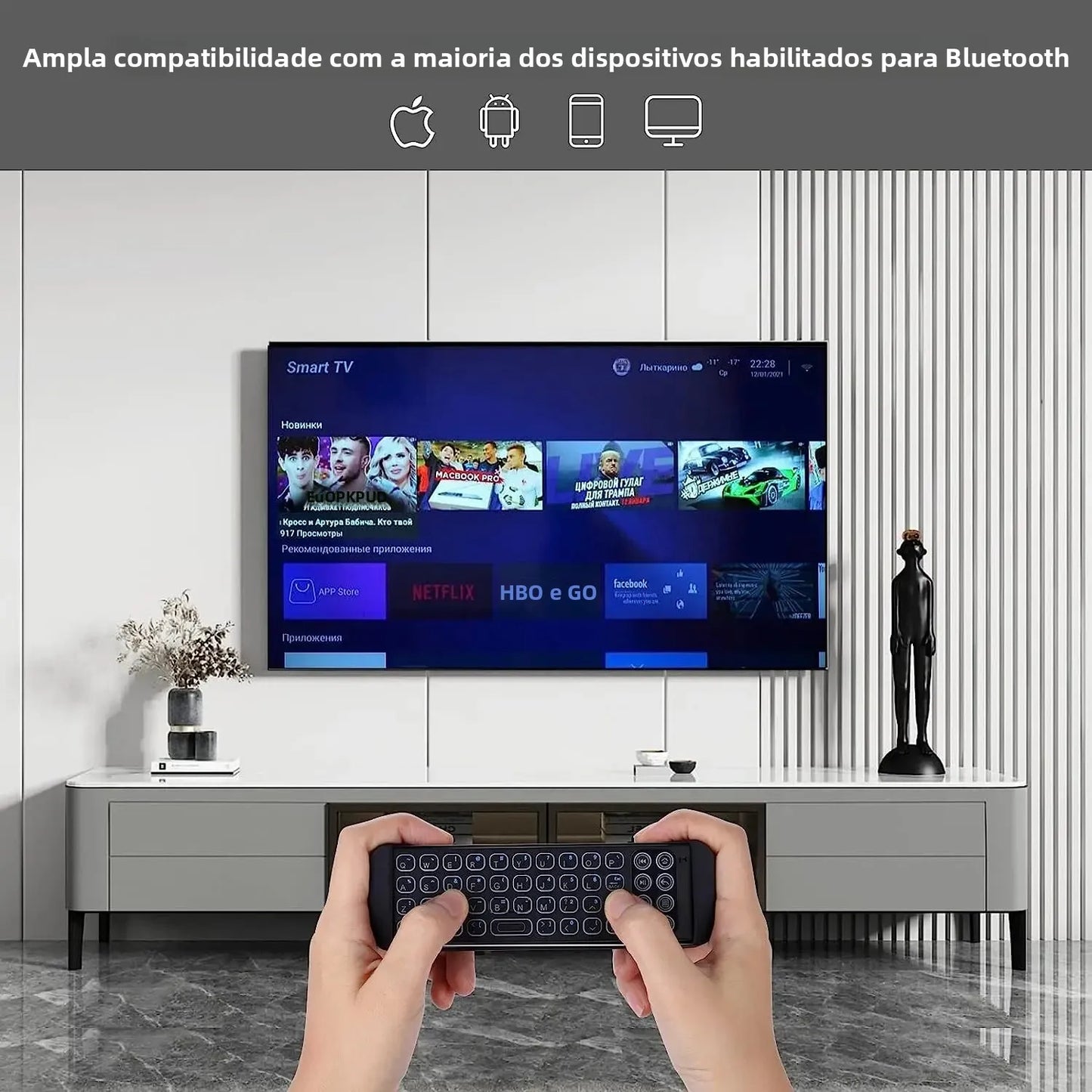 Teclado Mini Bluetooth iPazzPort – Compacto, Iluminado e Recarregável!