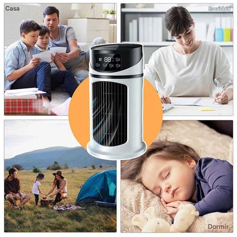 Mini Ar-Condicionado Portátil Donirt 2025 – Ventilação, Umidificação e Resfriamento Inteligente em um Só Aparelho!