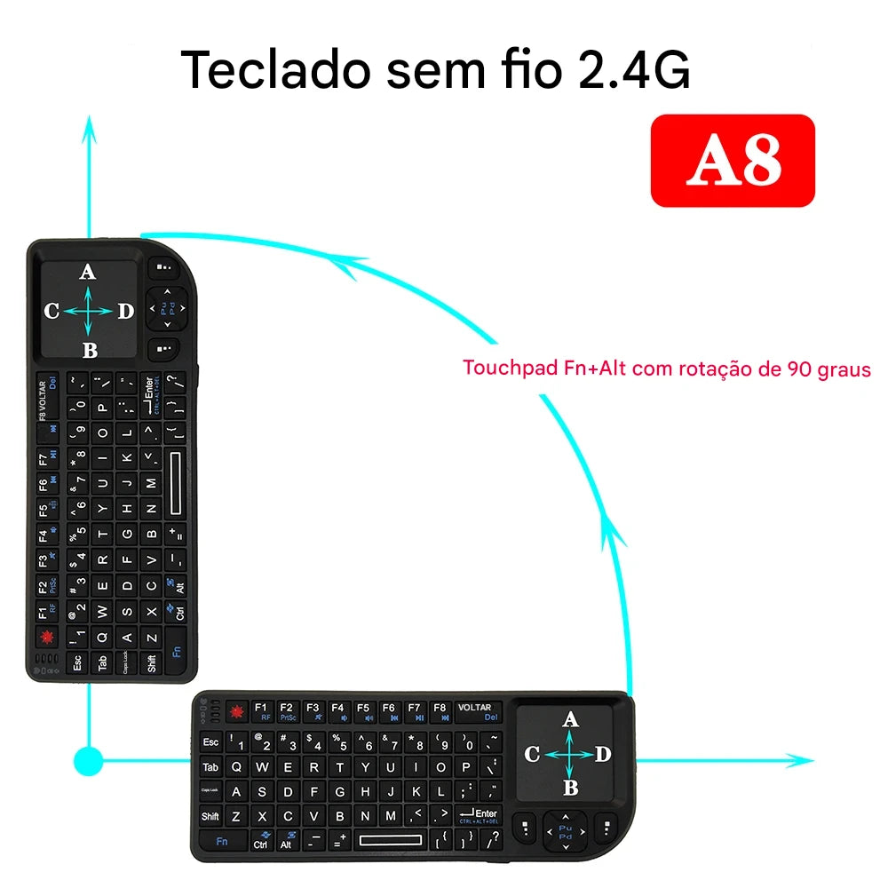 Teclado Sem Fio Multifuncional 3 em 1 com Touchpad – Kebidumei Original