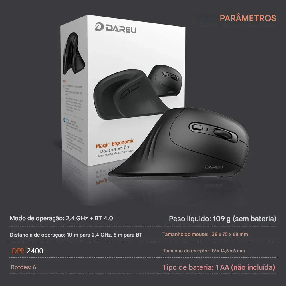 Mouse Sem Fio Dual Mode Dareu – Precisão, Silêncio e Desempenho
