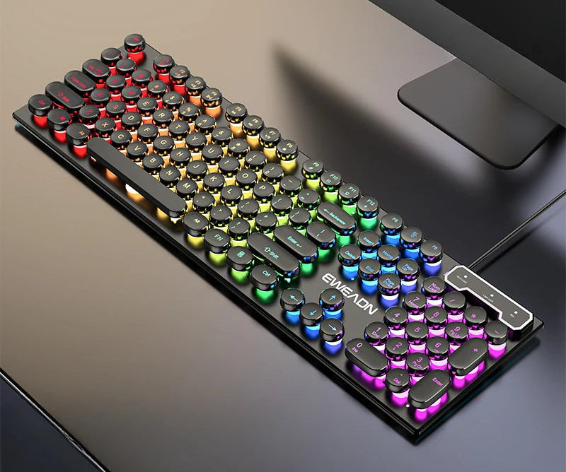 Teclado Gamer Retro Multicolorido Lamgool