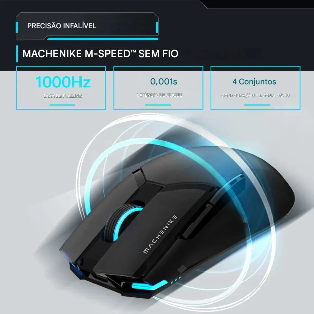 Mouse Gamer Sem Fio MACHENIKE M7 PRO — Precisão, Velocidade e Estilo Profissional