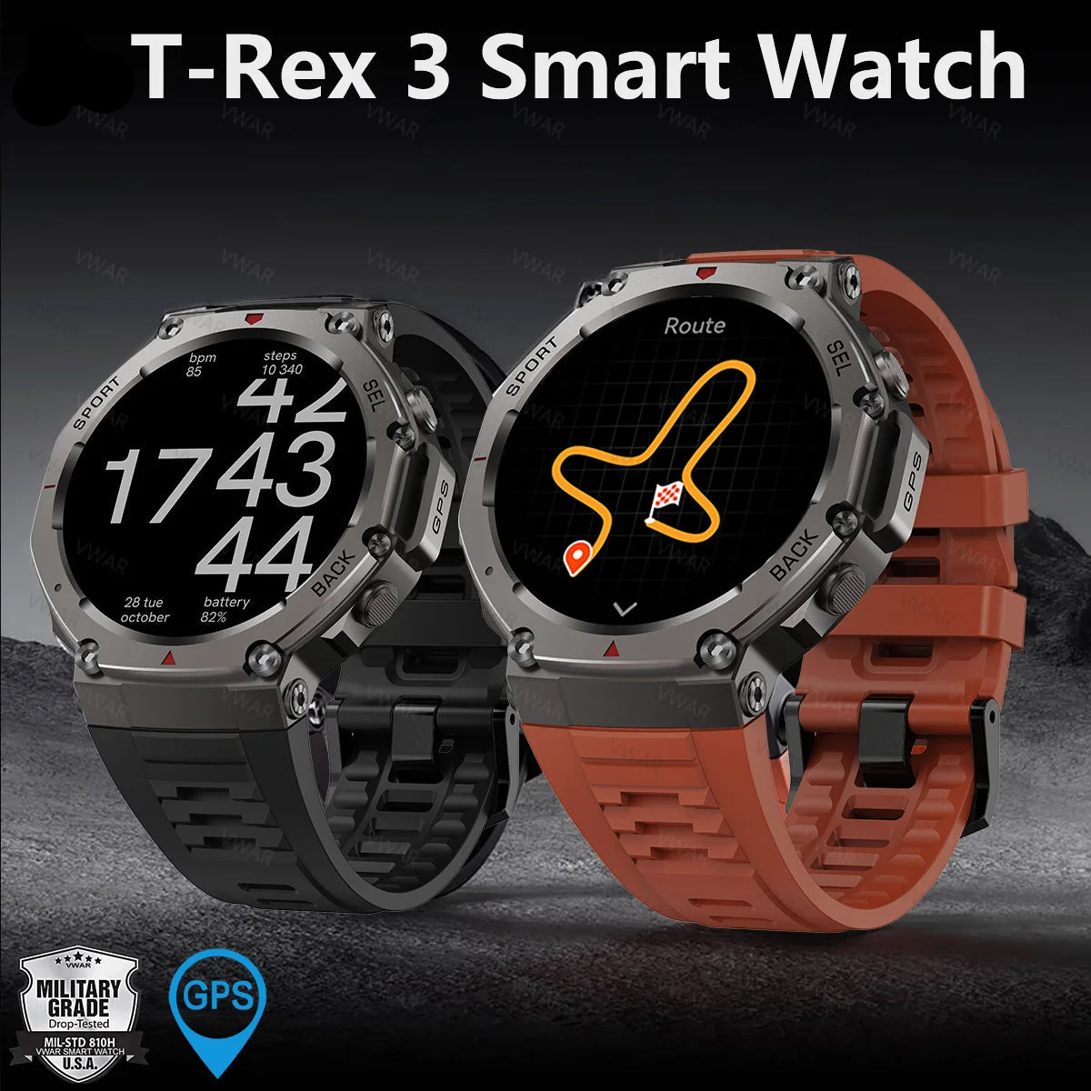 Smartwatch VWAR T-Rex 3 GPS – Resistência Militar e Tecnologia Premium