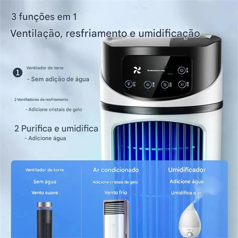Mini Ar-Condicionado Portátil Donirt 2025 – Ventilação, Umidificação e Resfriamento Inteligente em um Só Aparelho!