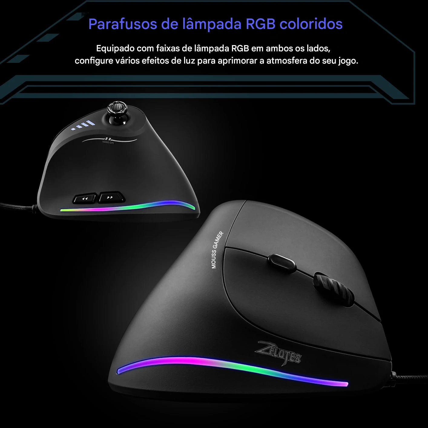 Mouse Vertical Gamer LEFON C18 — Precisão, Ergonomia e Desempenho Avançado!
